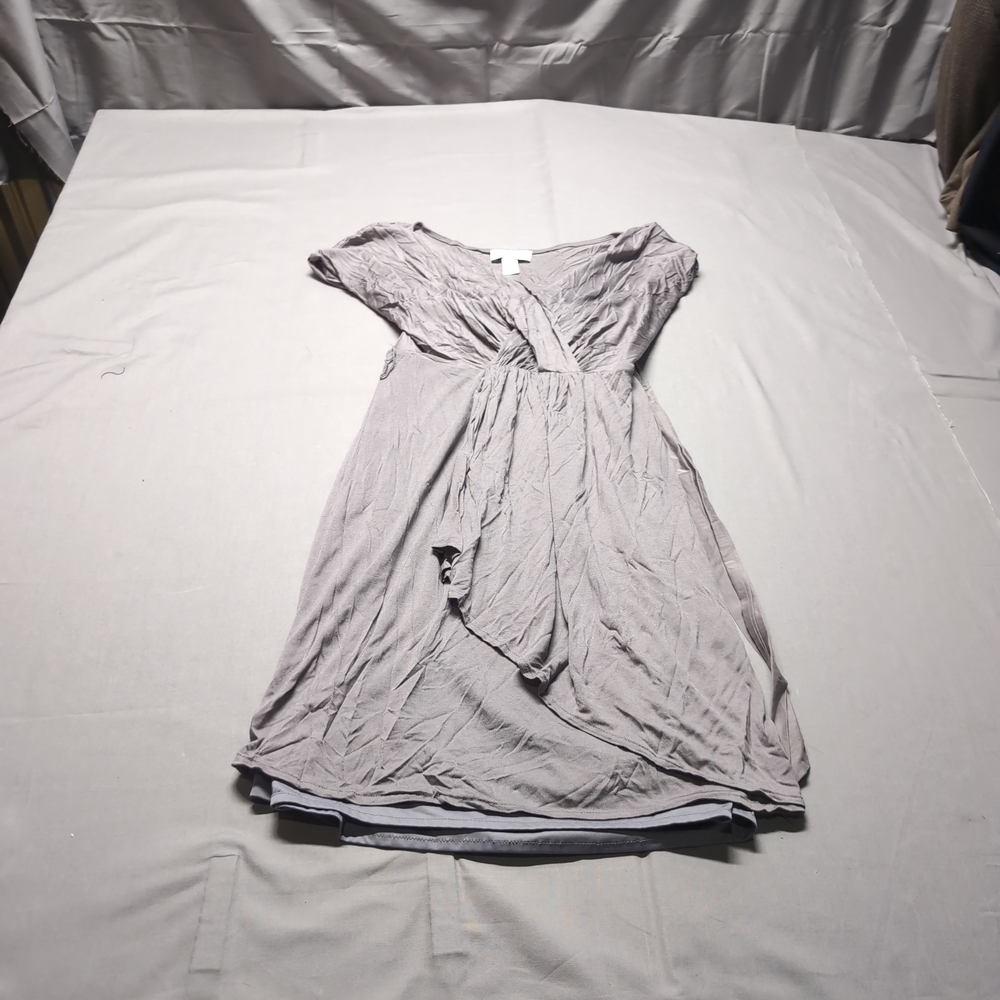 LOFT Gray Asymmetrical Flutter Sleeve Sundress Tieback Summer Style‎